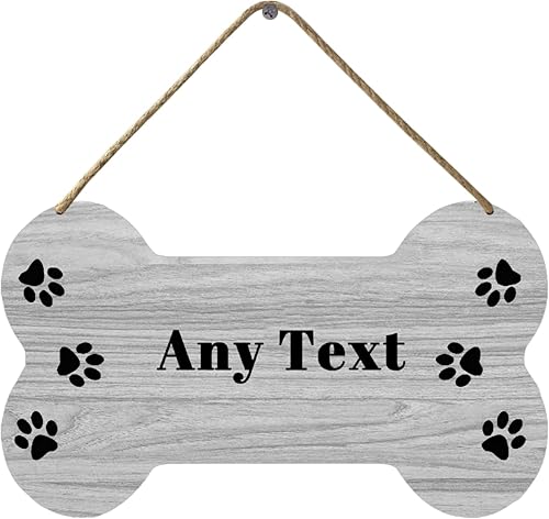 TYmall Letrero para colgar en la puerta con diseño de huesos de perro diseño rústico y personalizado con nombre de mascota patas de cachorro lindo