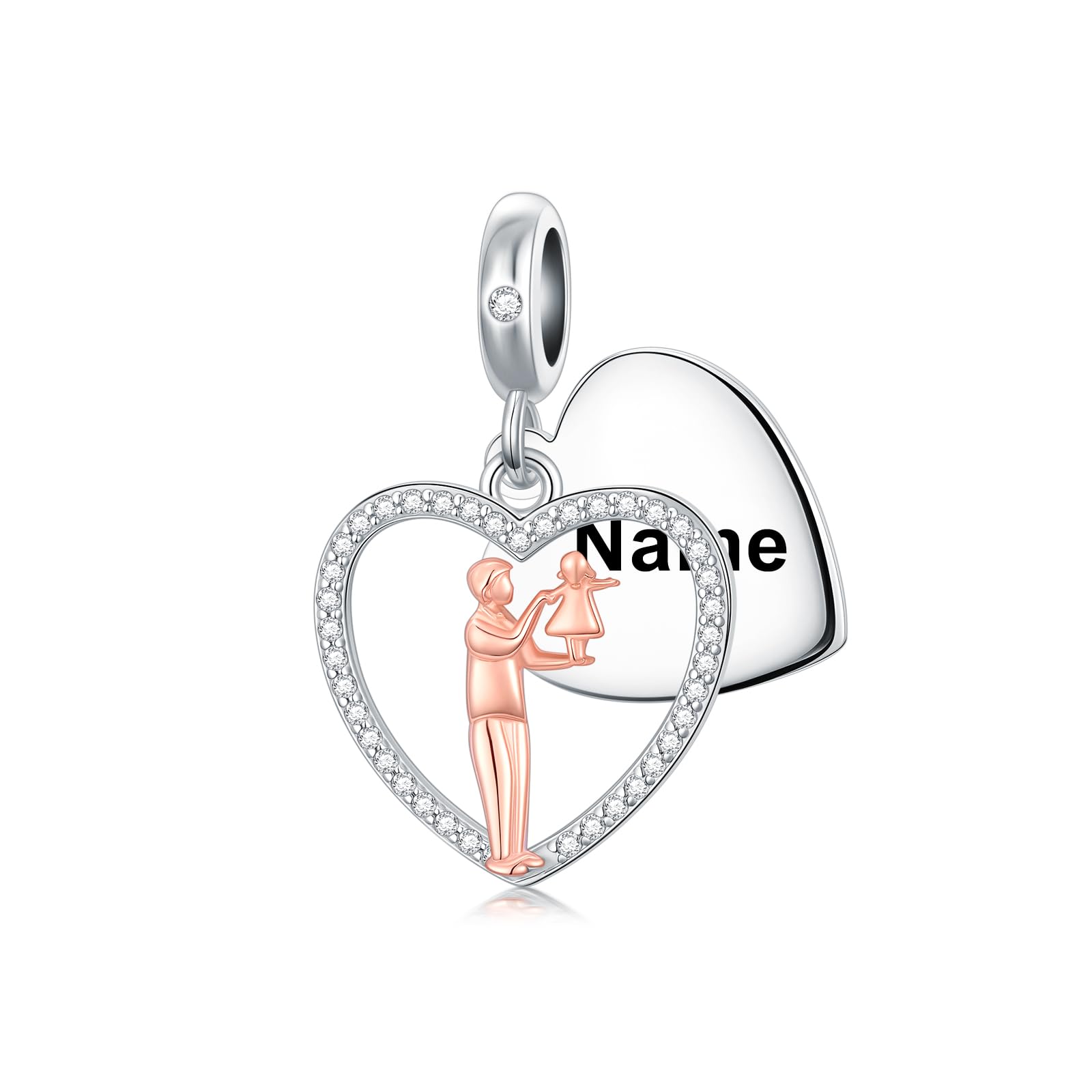 PROESS Father Mother Daughter Charm fit Charms Bracelet Sterling Silver Charms for Bracelets Birthday Valentines Day Gifts for Daughter Mother Lover