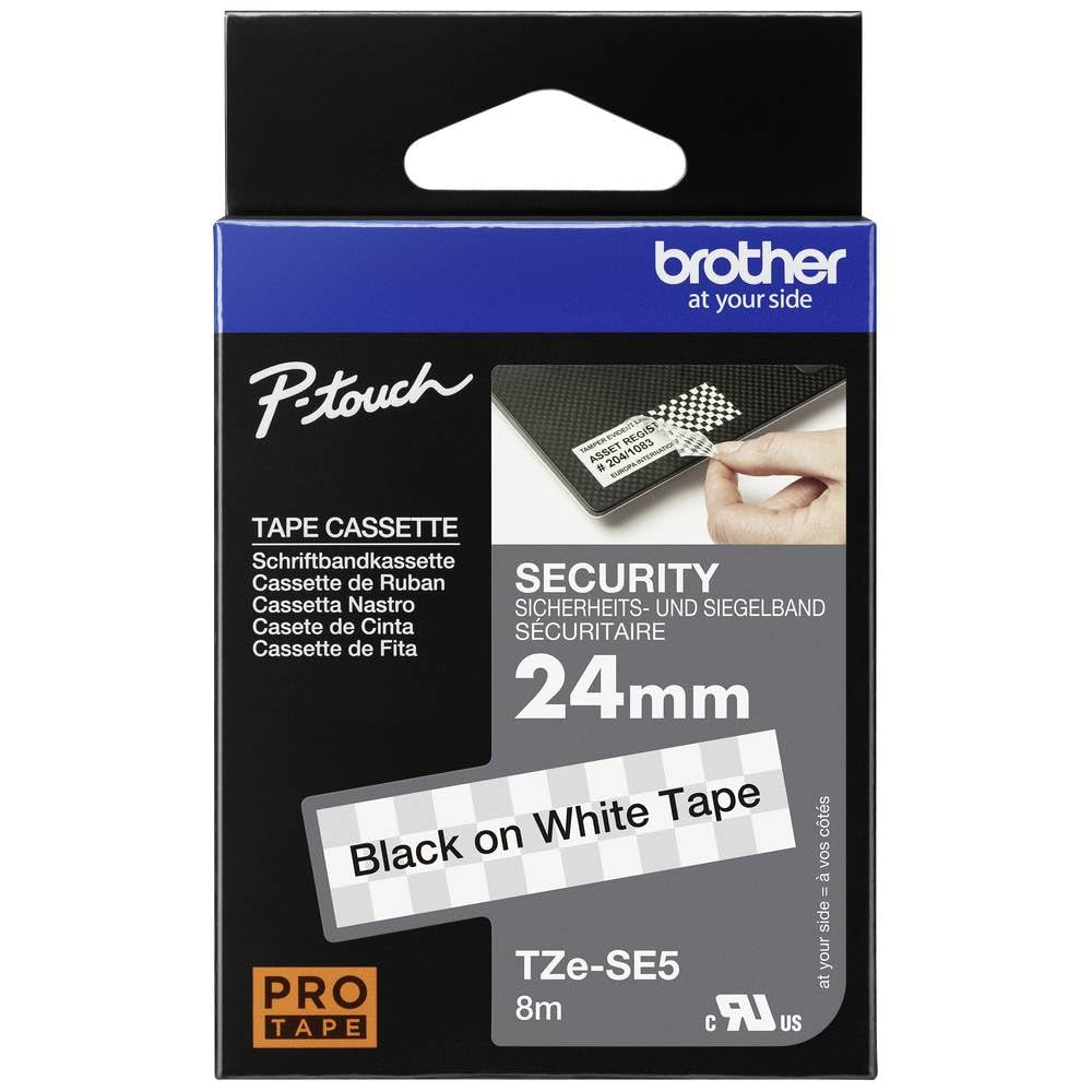 Cinta Laminada para Rotuladoras Brother TZE-SE5 Negro Negro/Blanco 24 mm