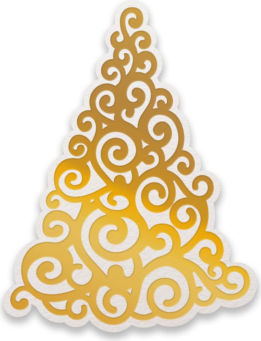 Couture Creations Cut FOIL Emboss Dies Xmas, Curling Christmas Tree 2"X2.6", One Size
