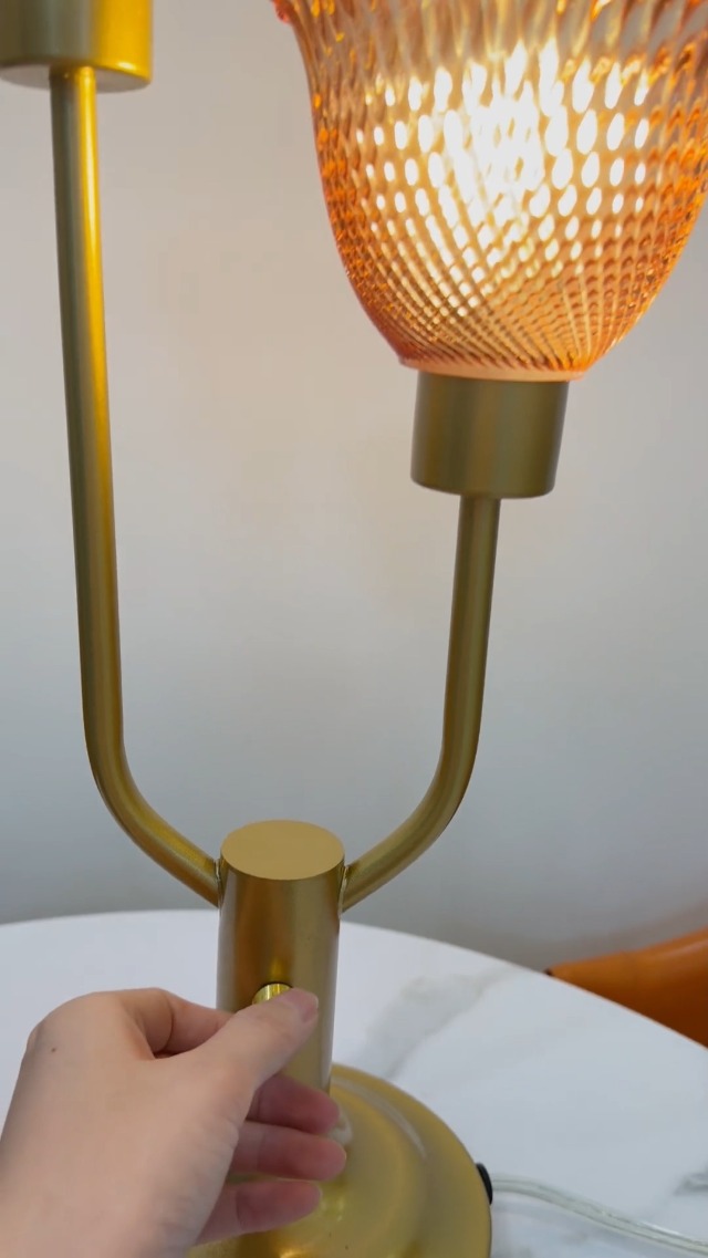 Image of Lightdot Flower Glass Table Lamp for Bedroom Vintage Pink Lamp Dimmable | Mid Century Modern Gold Desk Lamp 2 Bulbs Included Warmwhite Ambient Nightstand Bedside Lamps for Living Room Home Decor Gift