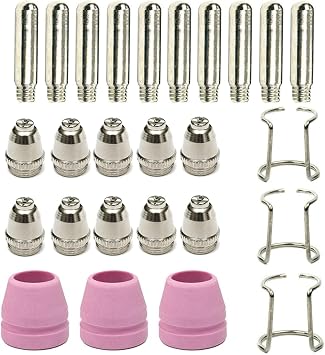 WSD60 26PCS Plasma Cutter Consumables Accessories Pilot Arc SG-55 AG-60 WSD-60 Plasma Cutter Cutting Torch Tip Nozzles Consumables Accessories Kit for CUT-60P CUT50P