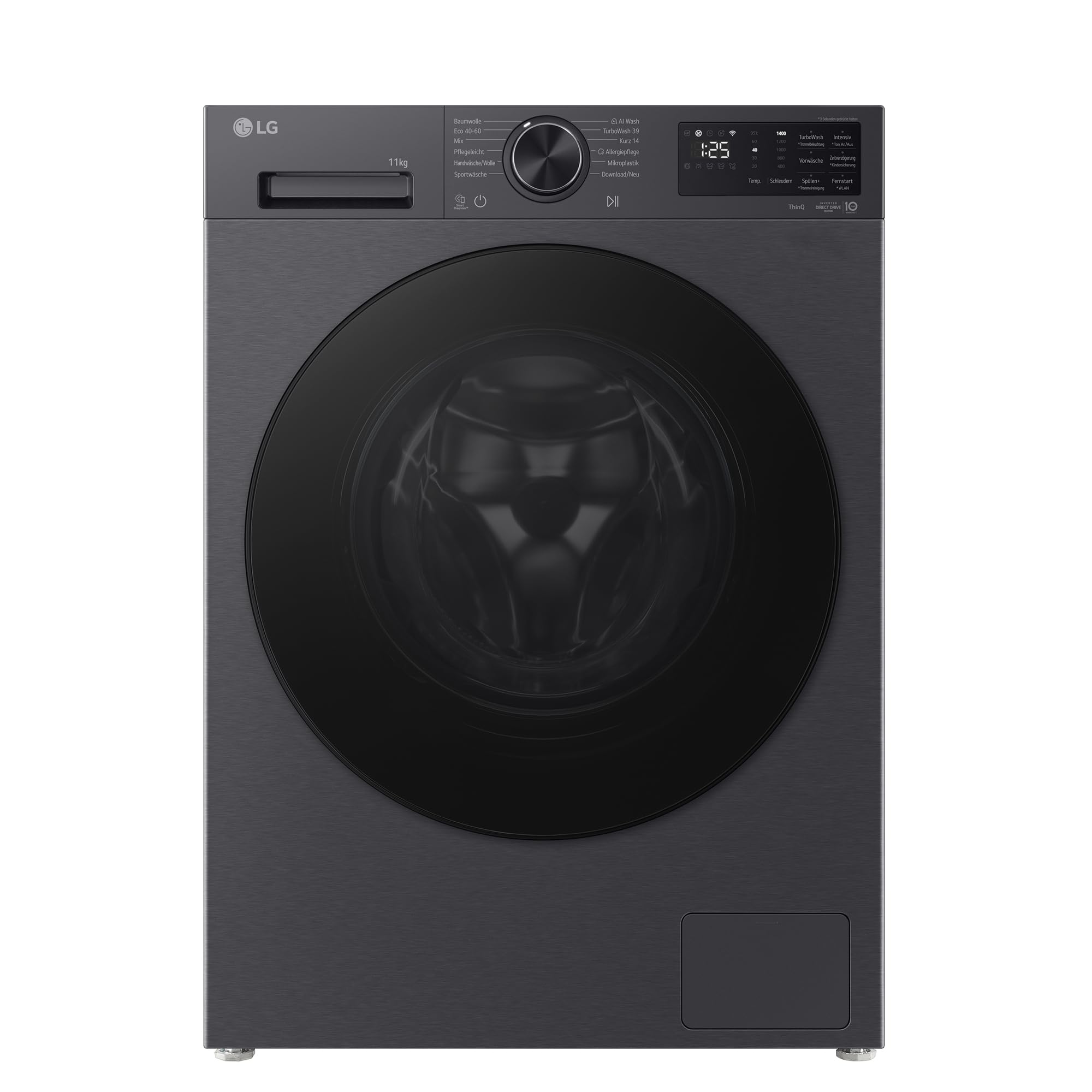 LG F4WX701YB Waschmaschine (11 kg, Energieklasse A-40%, 1.400 U/Min.) mit AI Wash, TurboWash 360, Steam, ThinQ, Schwarz