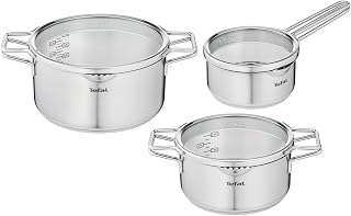 Tefal H852S325 Set x3 16 and Saucepan 20-24 cm, Stainless Steel, Iron
