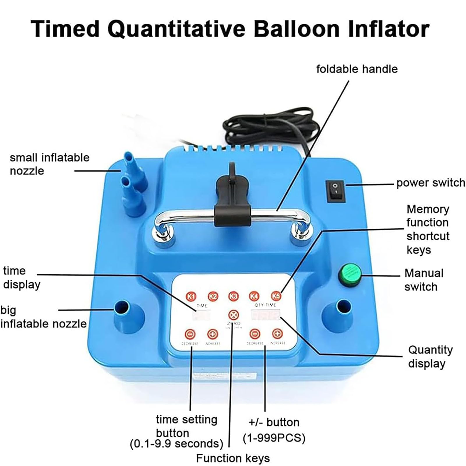 Pompa Per Palloncini Elettrica Da 800 W, Gonfiatore Per Palloncini