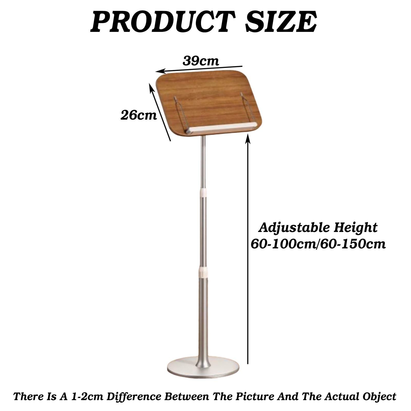Genérico Estantería y Atril de Madera Resistente para Colocar en el Suelo, Ideal para Biblias, portátiles, Libros de Cocina y proyectores. Diseño Elegante, Altura Ajustable, hogar o