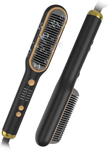 Cepillo alisador de cabello, cepillo alisador para mujeres con 200 millones de iones, 5 ajustes de temperatura, calentamiento rápido de 30 segundos