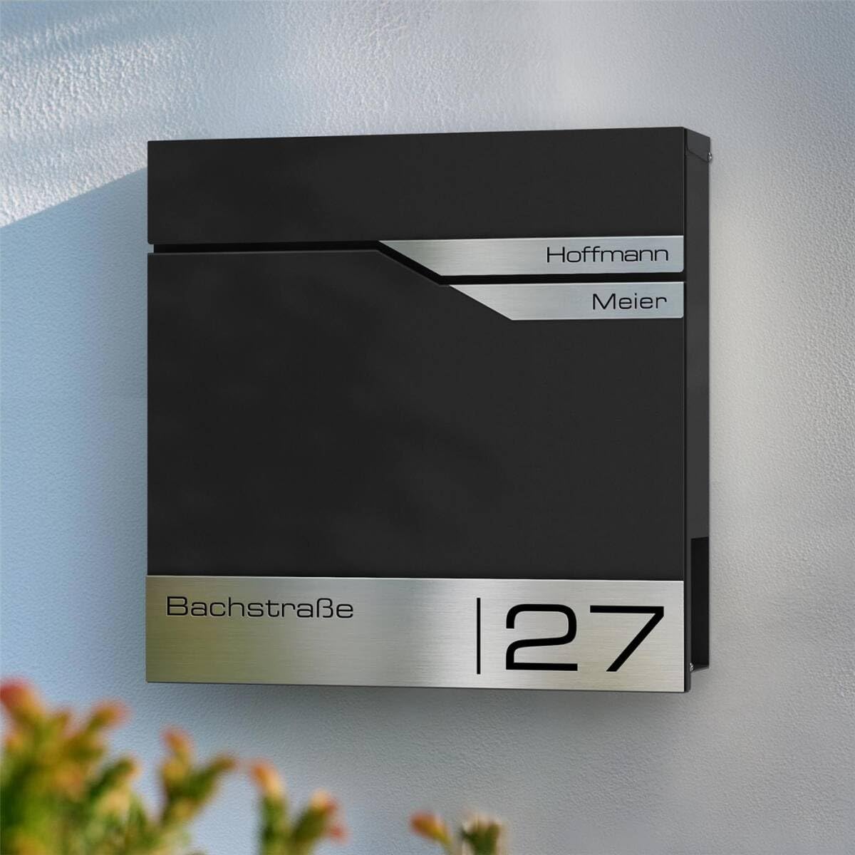 Albrecht Metzler Cassetta postale doppia Nero RAL 9005 acciaio inox anticorrosione