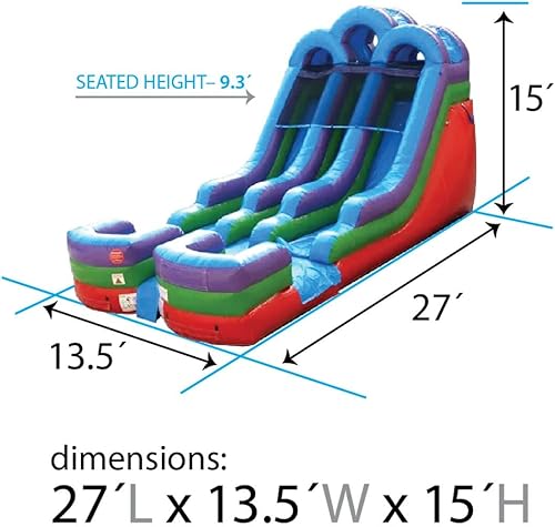 Miniatura 3 de TentandTable Tobogán acuático inflable de doble carril para niños y adultos, diversión acuática gigante de grado comercial, incluye soplador de aire
