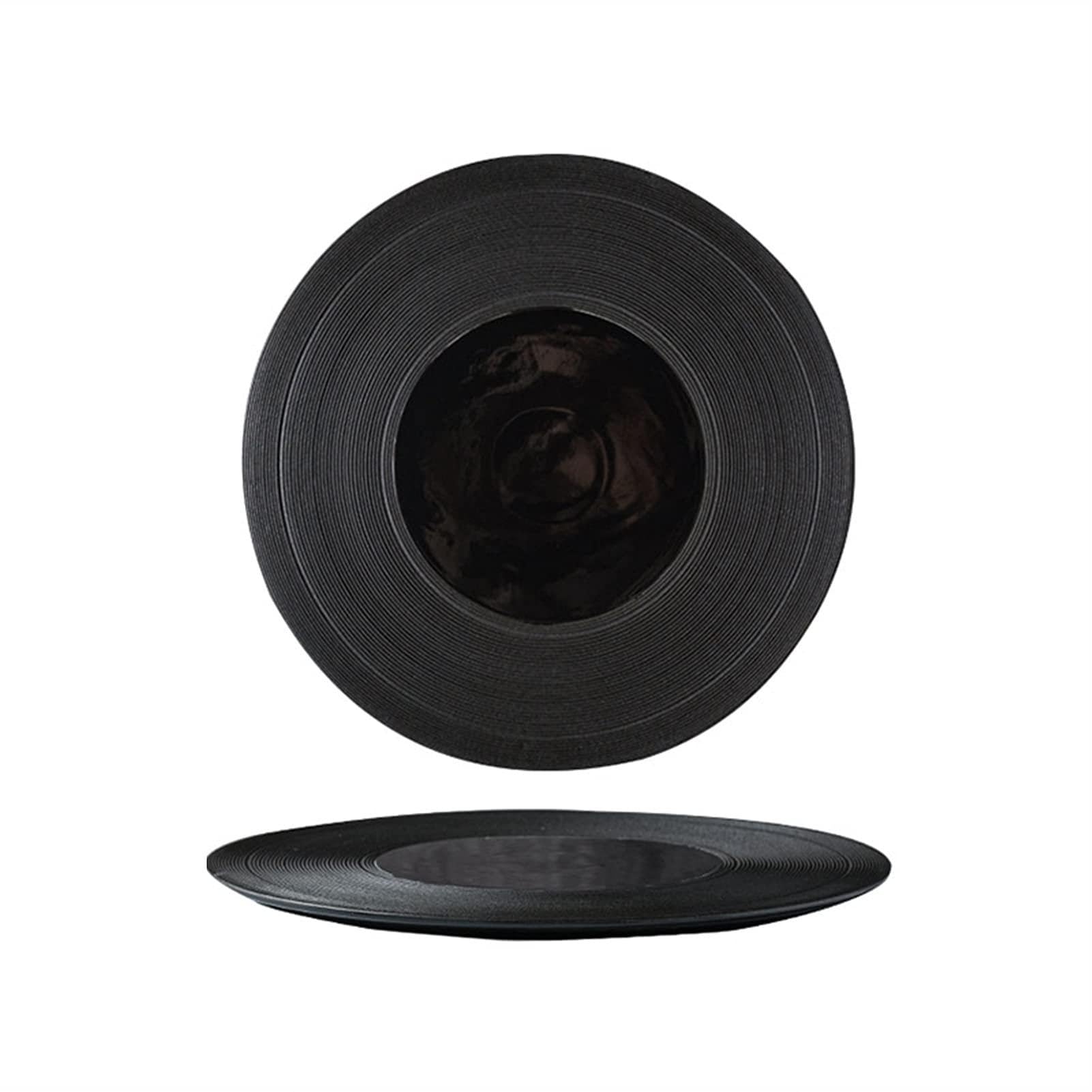 Essteller Nordic Ceramic Western Steak Pasta Plate Hotel Creative Premium Dinner Plates Haushaltsmattes schwarzes Geschirr 12 Zoll(12 Inches-02)