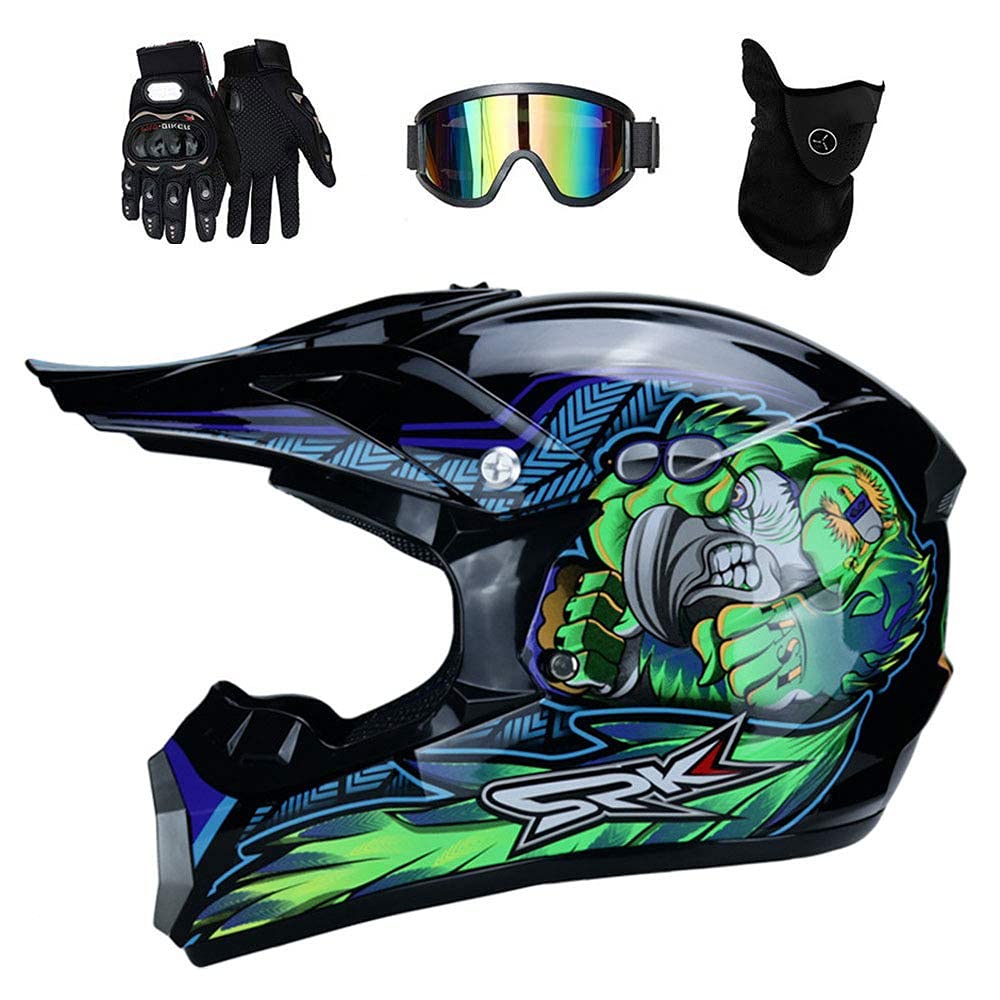 Buy Full Face MTB Motocross Helmet Set, with Goggles Gloves, Youth Off