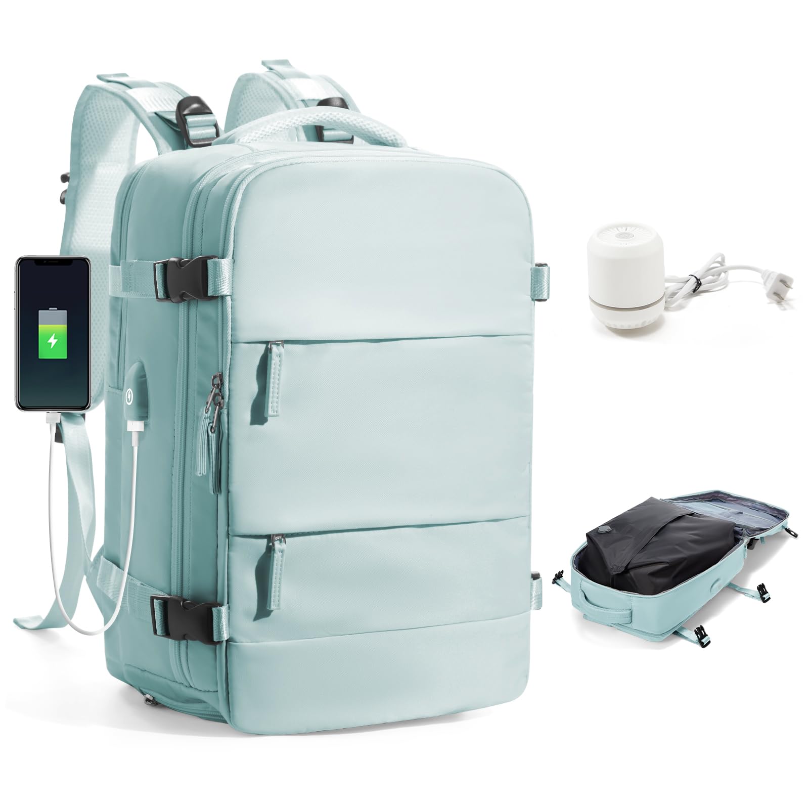 BJLFS Borse da Cabina per Ryanair 40x30x20 Zaino Wizzair Sottovuoto da viaggio 40x20x25 Bagaglio a Mano con compressione sottovuoto,Zaino Easyjet 45x36x20,Zaini Casual per laptop da 14 pollici
