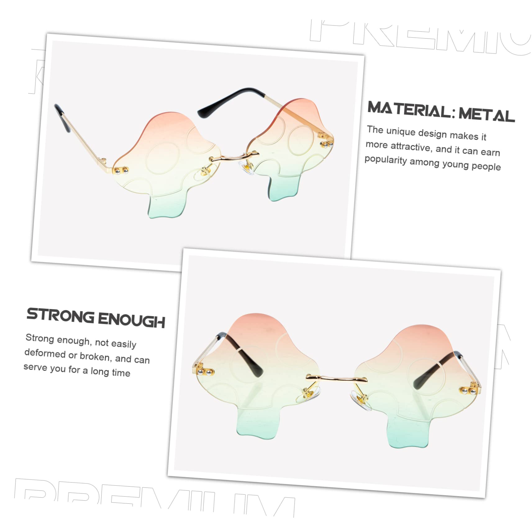 PRETYZOOM Mushroom Sunglasses for Women Men Unusual Shape Fun Party Eyewear Year-round Use