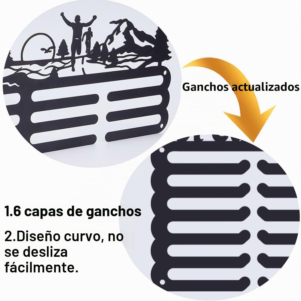 SUPERDANT Porta medallas para gimnasia porta medallas para gimnasia sincronizada porta medallas personalizado para gimnastas 6 Filas porta medallas de capacidad potenciados Decor Para Colgar Medallas