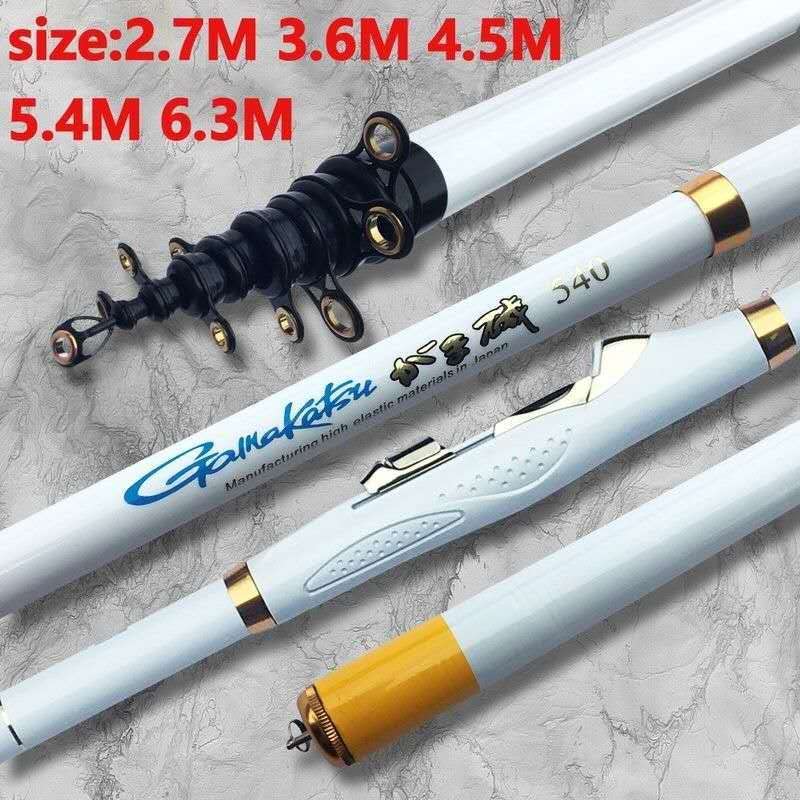 Canna da Pesca Basta di Pesca con Roccia oceanica telescopica 2,7 m-6,3 m di Canna da Pesca a Filo in Fibra di Carbonio surrovate in Bianco e Nero Opzionale canne da Pesca(White,3.6)