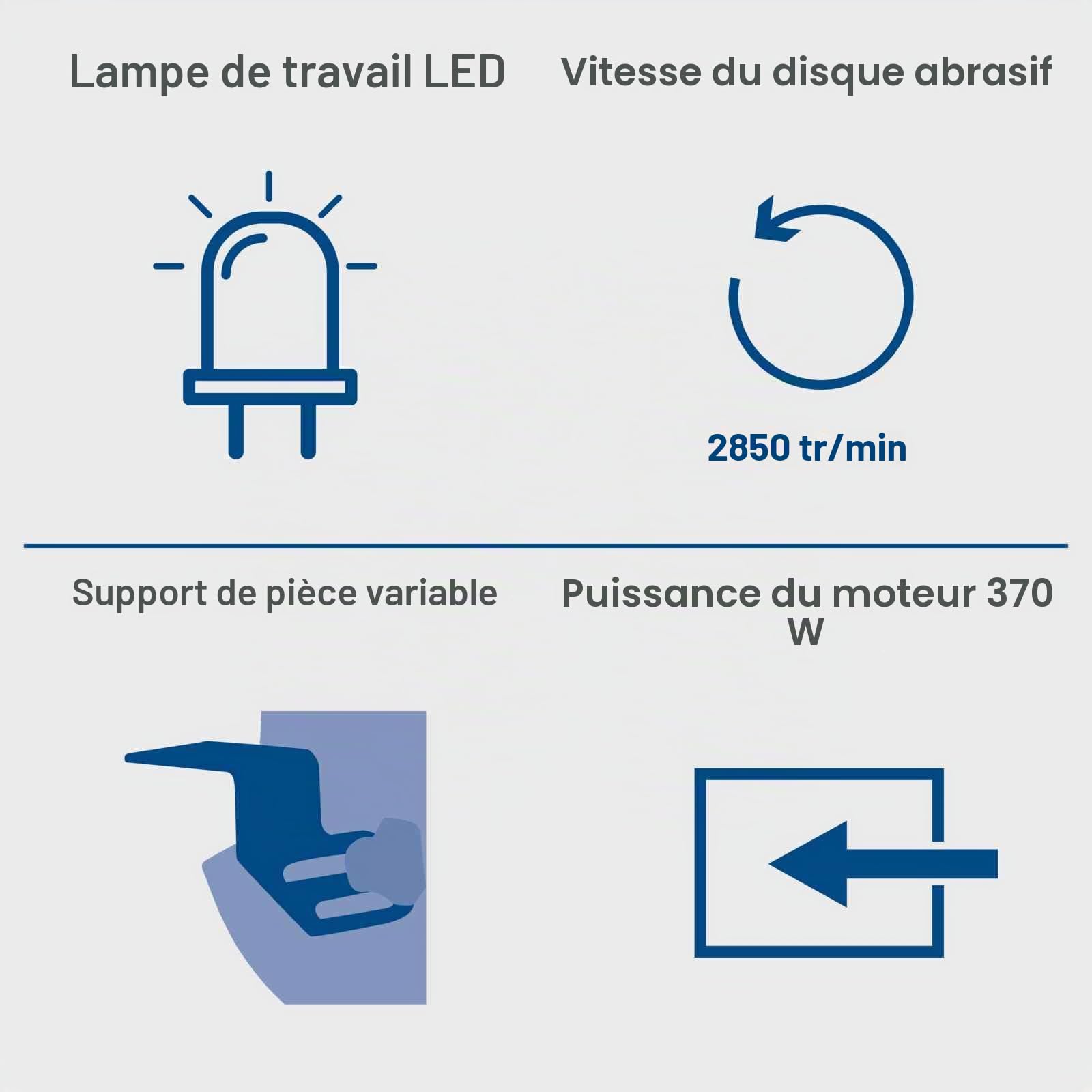 Scheppach Touret Mixte BG150 | 4903104901-9930 | 370W | Meules Ø150 mm| Pare-éclats ajustables | Porte-outils réglables | Lampe orientable | Peu de vibrations