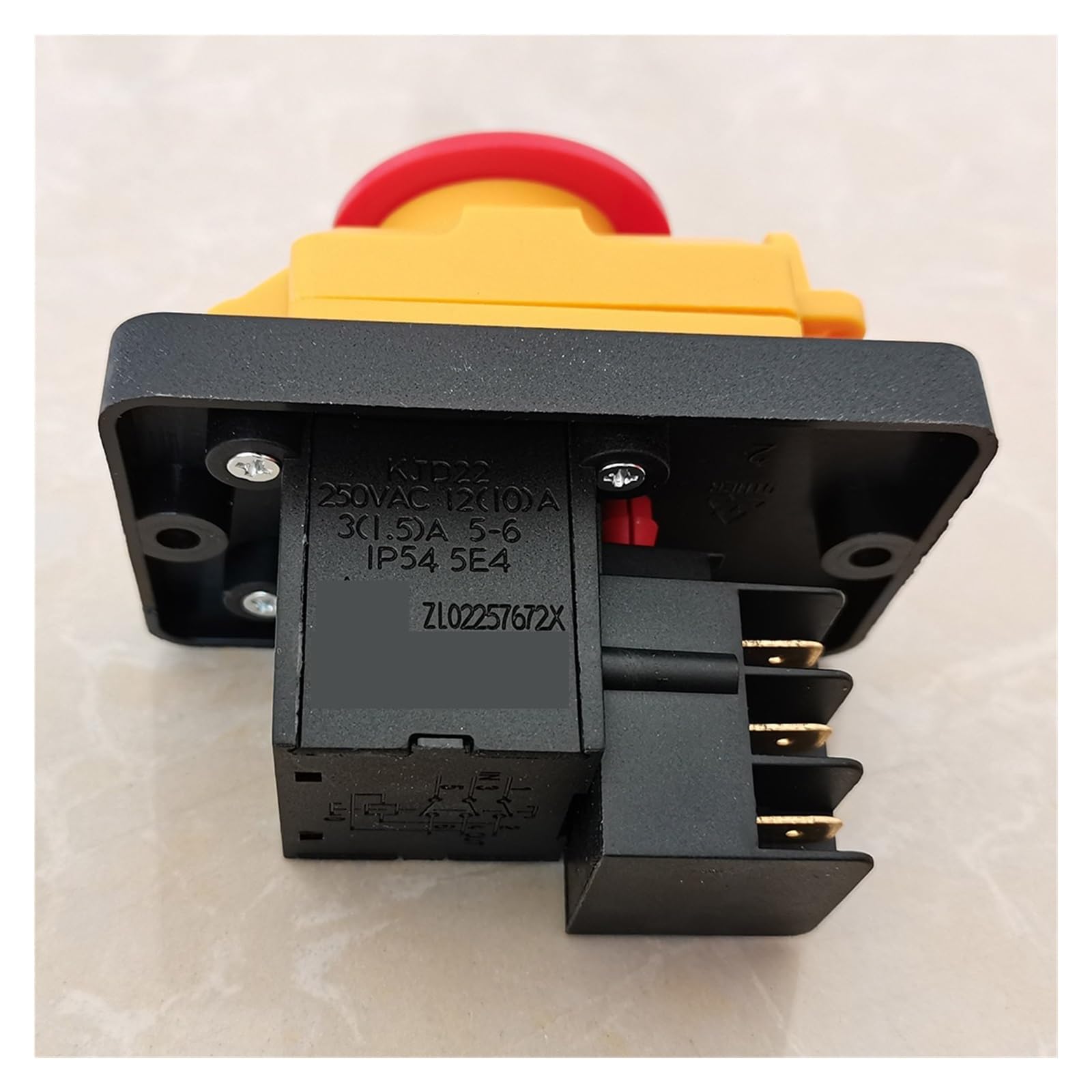 IDGTTLDF Emergency Stop Switch KJD22 6Pins Electromagnetic Switch ON-Off Emergency Stop Button Switches 250VAC 12(10) A 3(1.5) A IP54 5E4 ZL02257672X