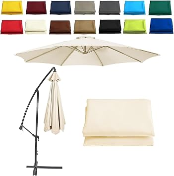 Garden Replacement Parasol Canopy,UPF 50+ Outdoor Sun Shade Cover