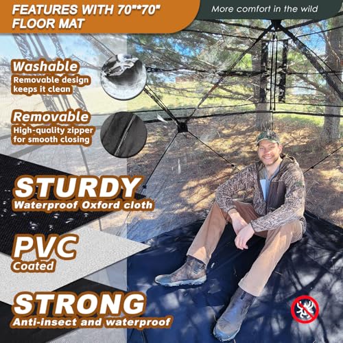 Image of FUNHORUN Hunting Blind with Floor Mat, 360 See Through Ground Blind, Pop Up