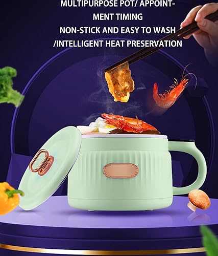 Miniatura 2 de Olla caliente eléctrica, sartén eléctrica portátil de 1.6 L con revestimiento antiadherente, cocina rápida de fideos con control táctil inteligente,