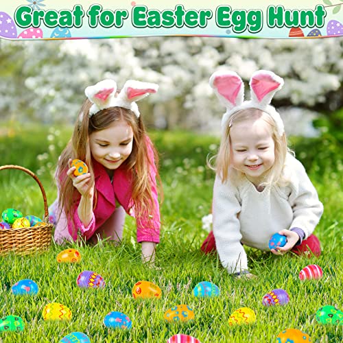 48 PCS Plastic Easter Eggs, Painted Empty Easter Eggs in 8 Designs, Fillable Easter Eggs Bulk for Easter Basket Stuffers, Easter Egg Hunt Event, Scene and Decoration, Perfect Easter Party Favors for Kids Toddlers Boys Girls