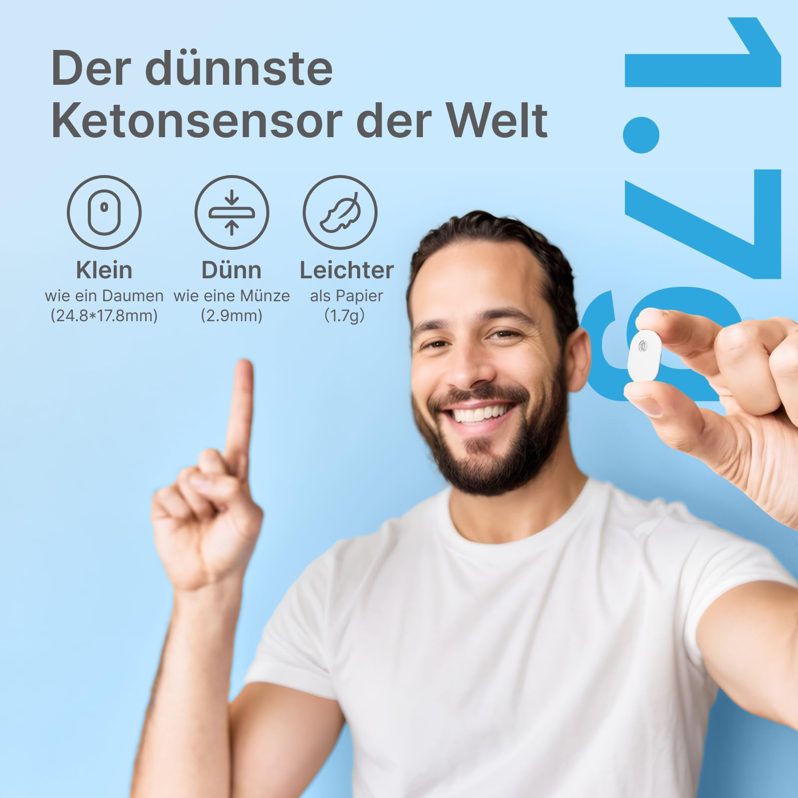 SIBIO KS3 Kontinuierlicher Keton-Monitor CKM, 14-Tage-Echtzeit-Keto-Biosensor, 5-Minuten-Daten für die Keto-Diät