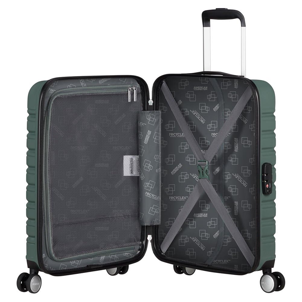 American Tourister Flashline - Spinner S, Equipaje Manual, 55 cm, 34 L, Verde (Bosque Oscuro)