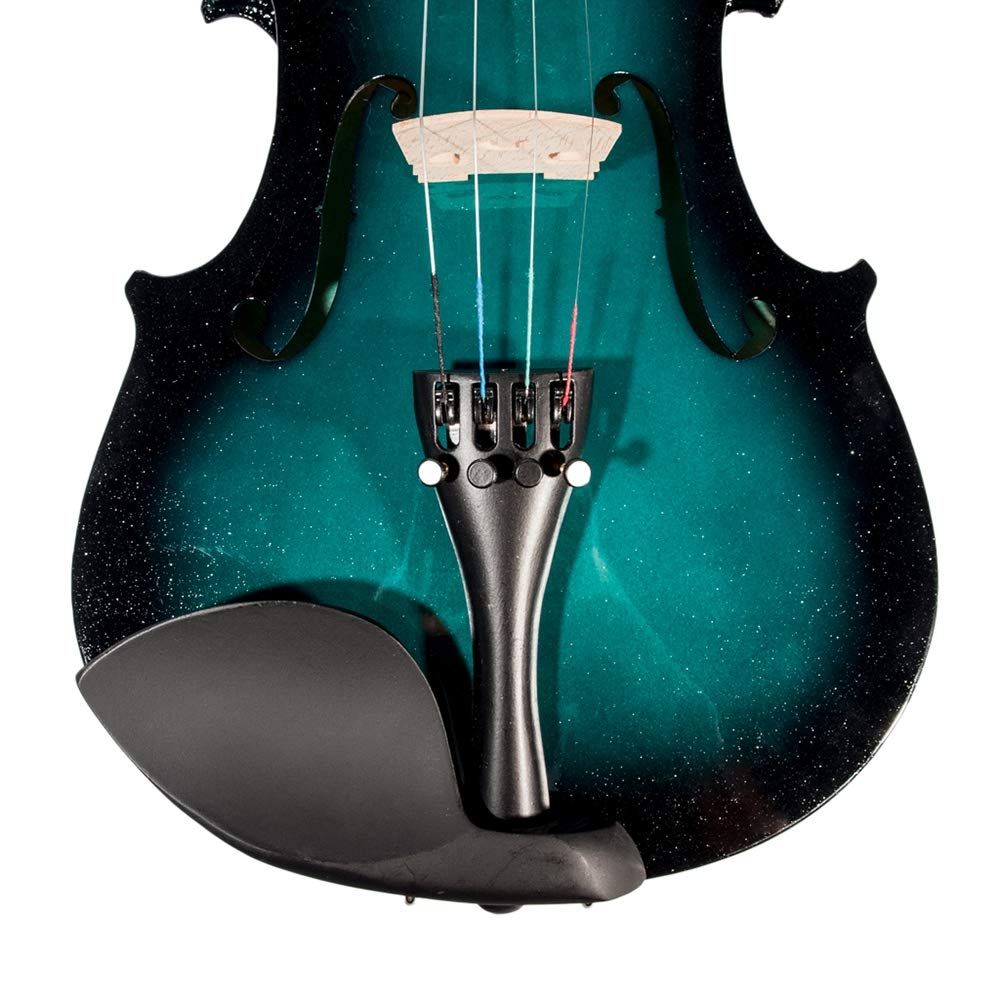 Violino Acustico 4/4 Full Size Fiddle + Custodia Archetto colofonia Blu e Nero per Studenti Principianti Set di Accessori per Violino