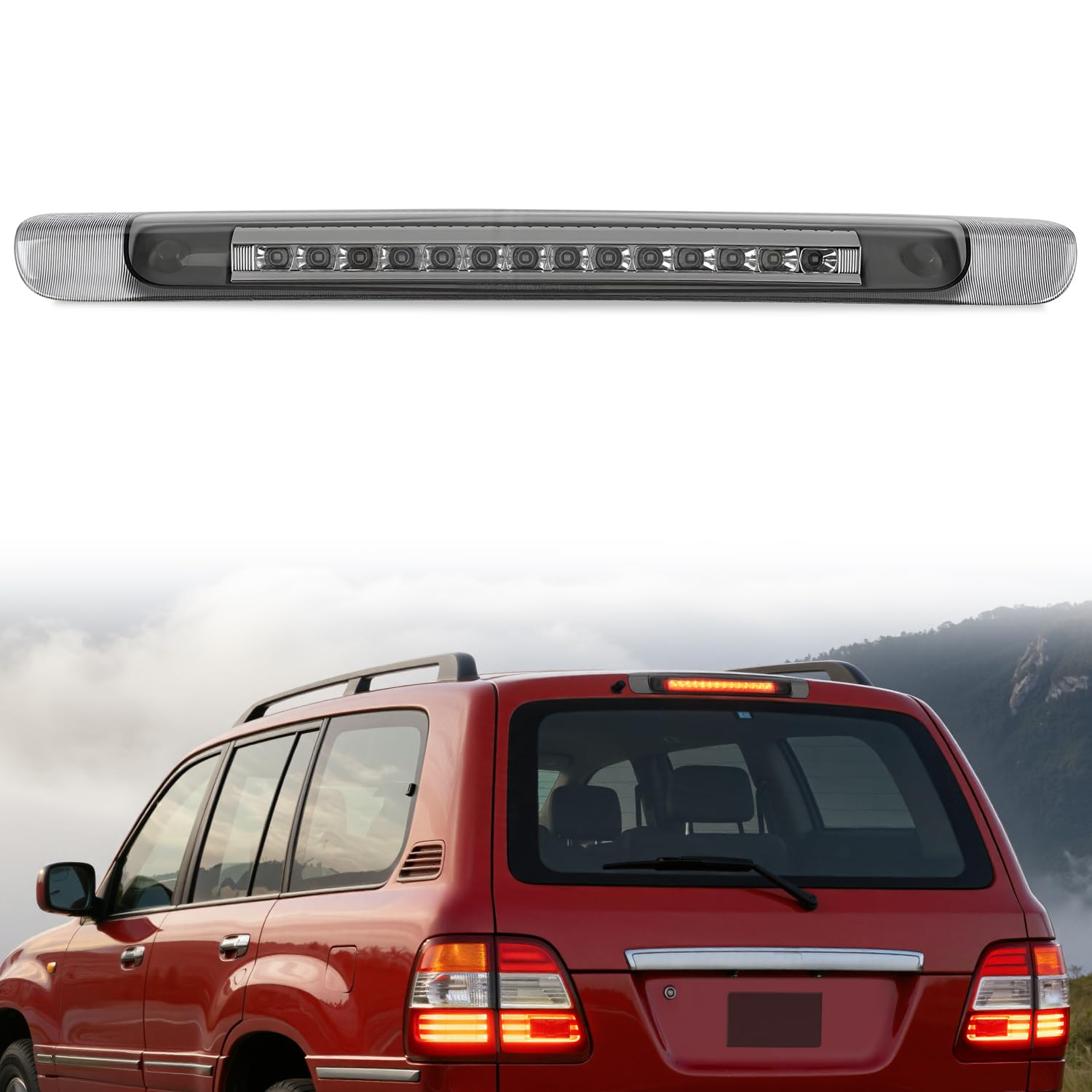 Nilight Third Brake Light for Toyota Land Cruiser 1998-2007, Smoked Lens