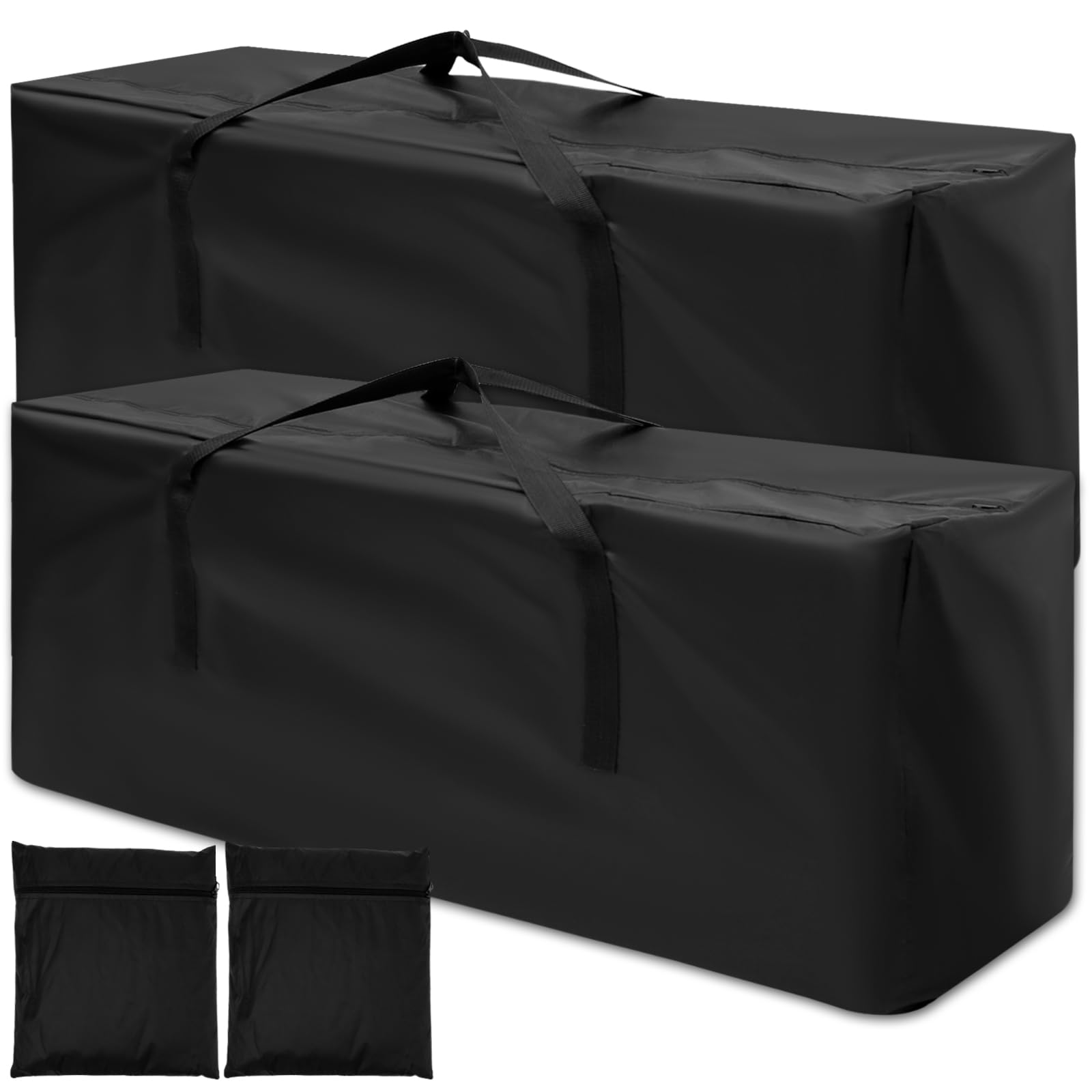 2pcs Garden Furniture Cushion Storage Bag, Waterproof Anti-UV Heavy Duty 210D Oxford Fabric Outdoor Garden Patio Cushion Storage Bags, Christmas Tree Storage Bag with Handle (2PCS (122x39x55cm))