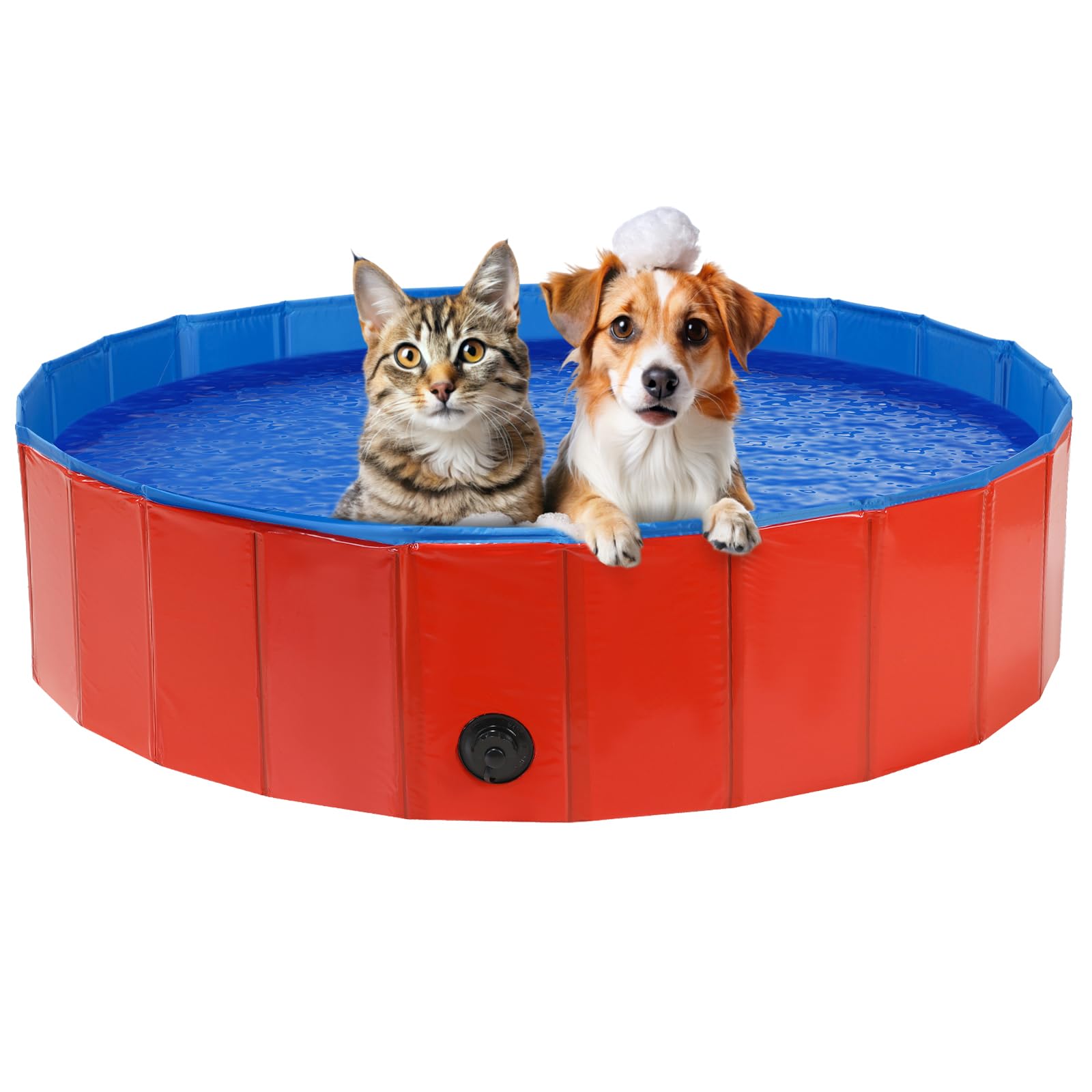 DASBET Foldable Dog Pool Dog Paddling Pool PVC Collapsible Swimming Pool 120 cm Diameter x 30 cm Height