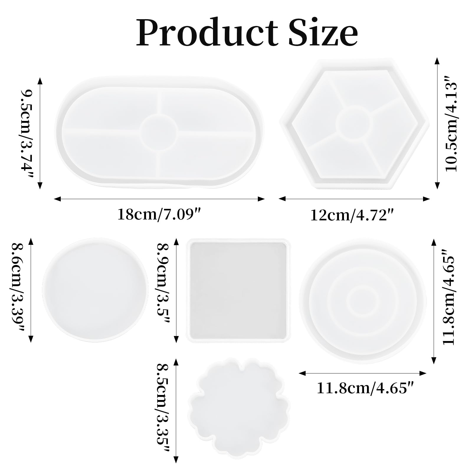 6 Stampi In Silicone Per Resina – Forme Varie (Tondo, Quadrato, Esagono, Ovale, Fiore) Per Sottobicchieri E Tovagliette