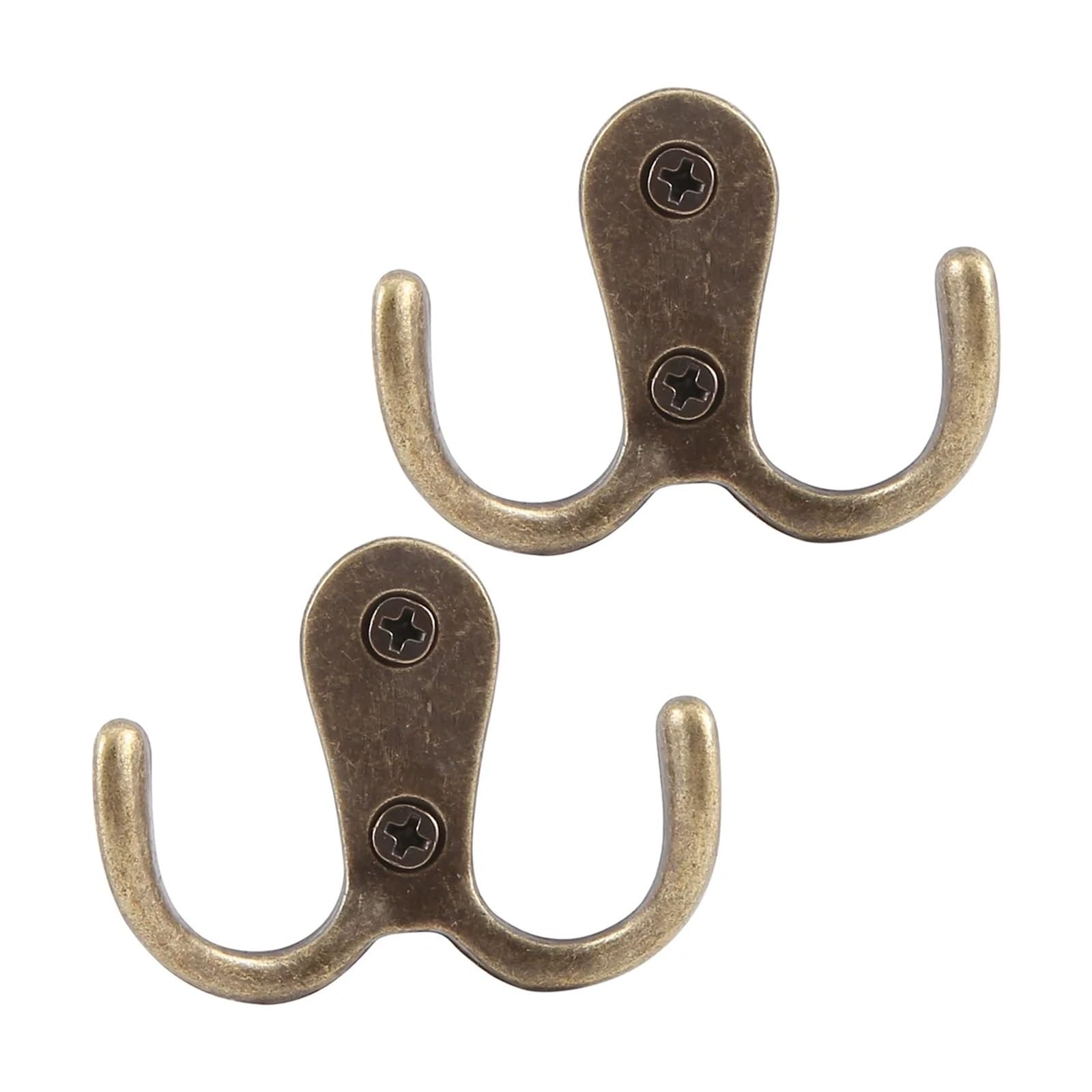 Yusuzh One Color 10Pcs Screw Hook Retro Metal Double Wall Mount Hanger Coat Antique Bronze For Hats For Mudroom,Closet