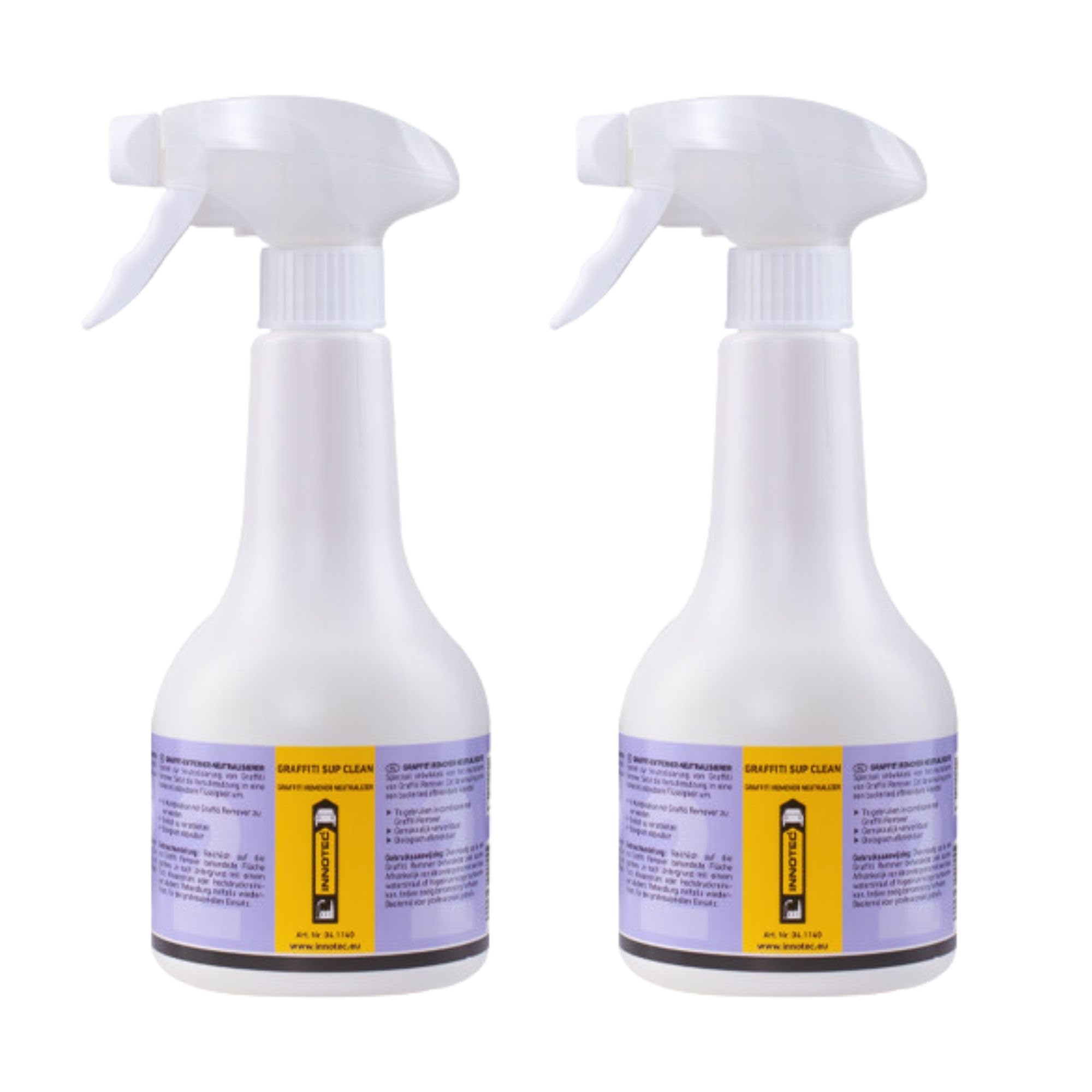 2 Stück INNOTEC Graffiti Sup Clean 500 ml – Spezialreiniger zur Nachbehandlung nach der Graffiti-Entfernung – entfernt Farb-& Reinigungsrückstände – ideal für Metall, Beton, Kunststoff & Außenflächen