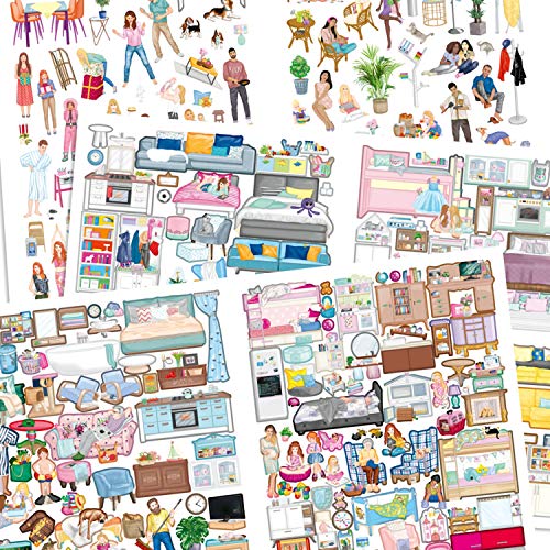 Depesche 11415 Sticker-Heft "Create your Sweet Home", Sticker-Album mit 24 bunt illustrierten Seiten und 3 Doppelseiten Aufklebern, ca. 30 x 22 x 0,5 cm groß – Bild 5