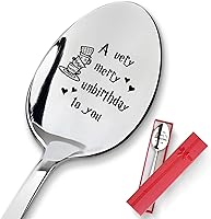 PZJIEAN 'A Very Merry Unbirthday to You' Engraved 304 Stainless Steel Spoon - 7.5" Coffee Tea Dessert Spoon, Perfect Gift for Birthdays & Christmas