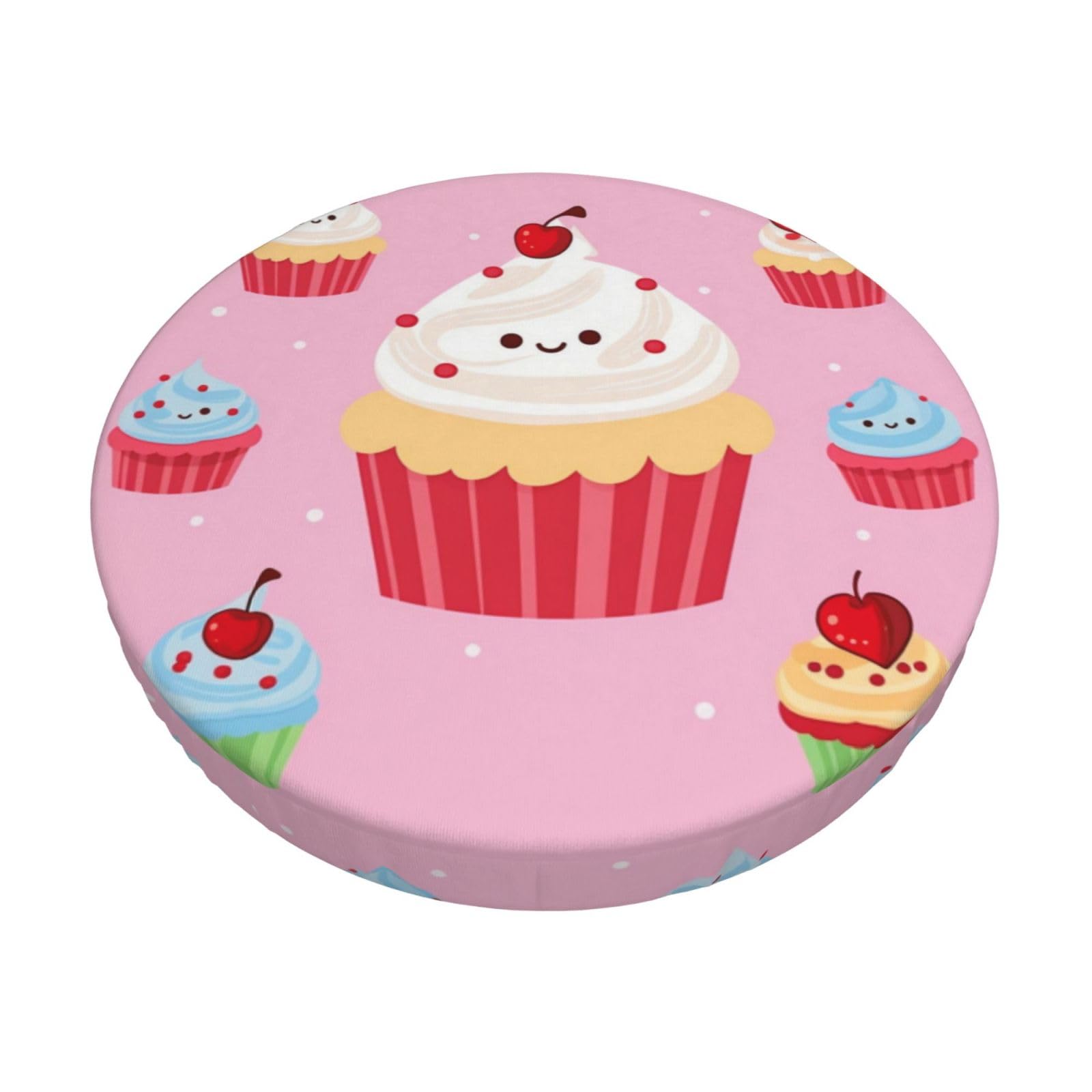 Fodpand Black Cute Cupcake Stool Covers Round 12 Inch, Stretch Round Bar Stool Seat Covers Washable Dustproof Stool Cushion Slipcover Soft Velvet Bar Chair Covers With Elastic Band