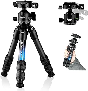 Fotopro Mini Tripod, Portable Carbon Tripod with Leveling Base for DSLR Camera Camcorder, for Desktop for Travel, Max Load 22lbs/10kg, Luminous Aurora Patterns