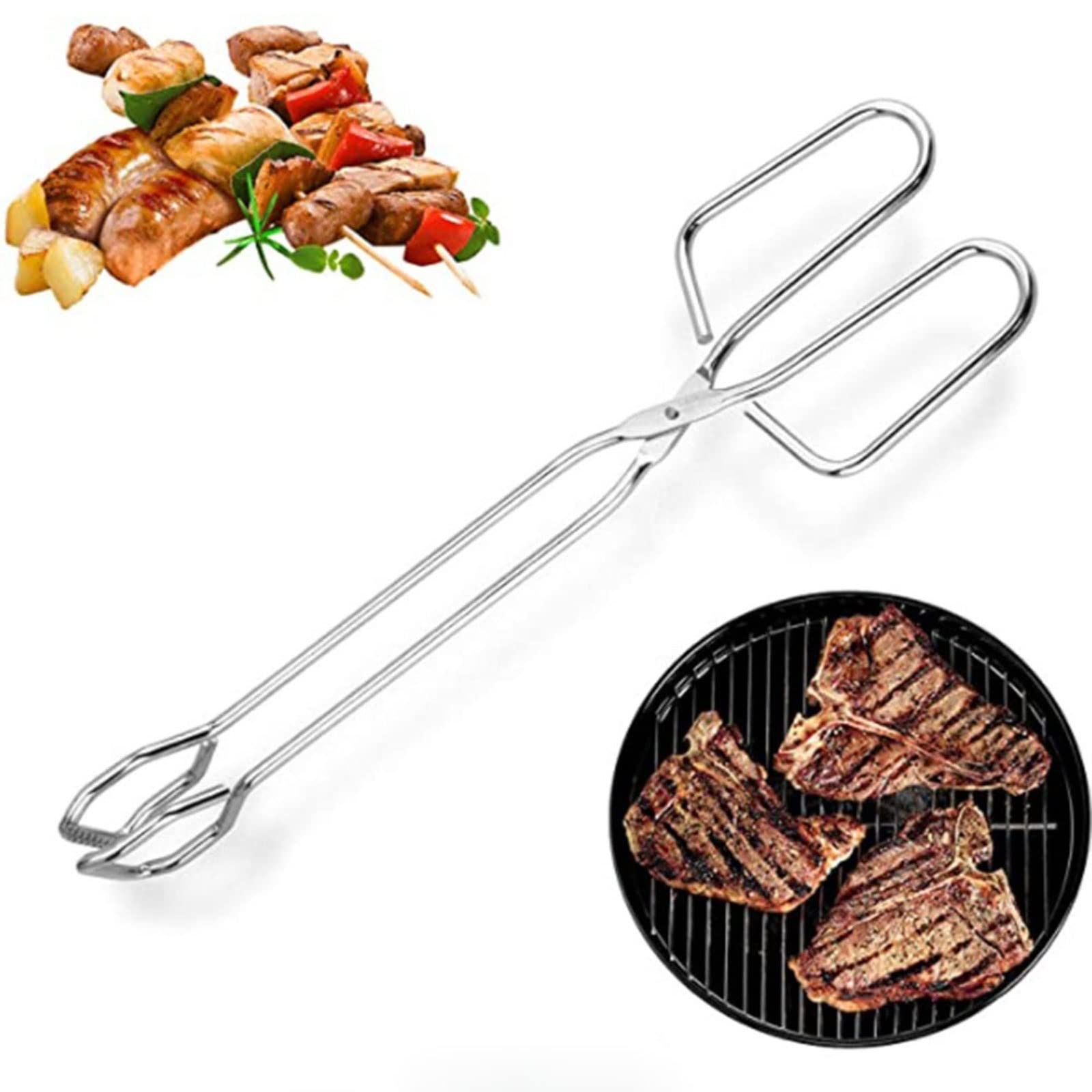Pinzas de Cocina, 2 uds, Pinzas para Servir, Juego de Tijeras, Mango Largo de Acero Inoxidable, Abrazadera para Pan, Parrilla, Pinza para Asar Alimentos