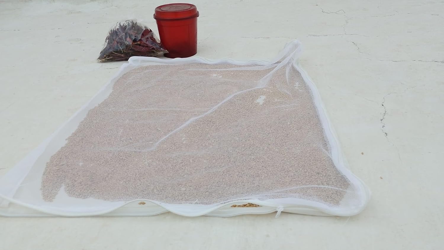 Papad Drying Cloth with Net Zip | Cotton Food Drying Mat for Sun Drying Papad Vadagam Millets Grains Dry Fruits Herbs Spices Vegetables | Reusable Foldable Kitchen Drying Cloth for Home Use, PACK OF 6-image-29