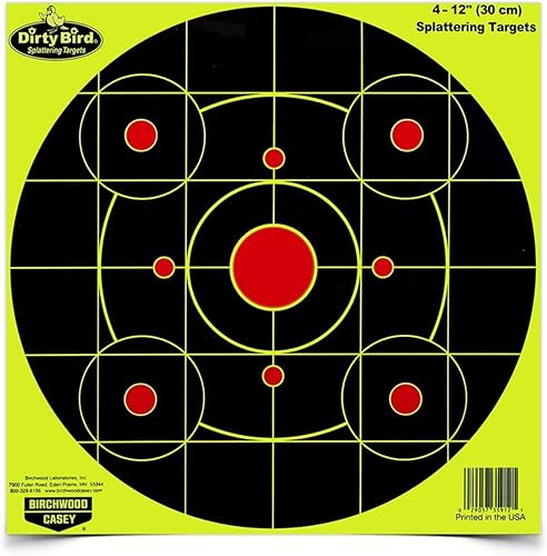 Birchwood Casey Bird Bull's-Eye Yellow Splattering Targets Practice Shooting for Indoor and Outdoor Use