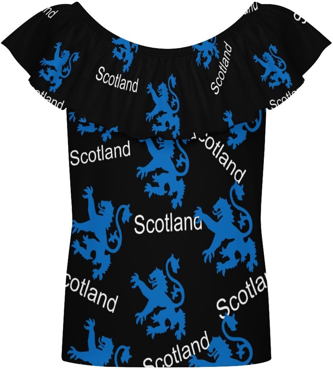 Scotland Lion Girls T-Shirts Top Ruffle Short Sleeve Blouse Casual Graphic Tees