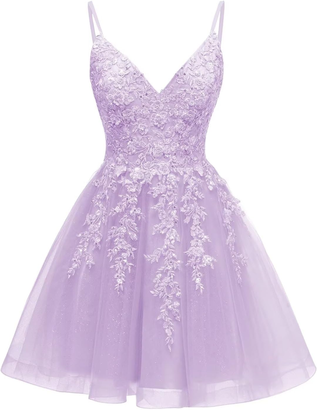 YMSHA V Neck Lace Homecoming Dresses for Teens A Line Sequin Short Prom Party Dress YMS455