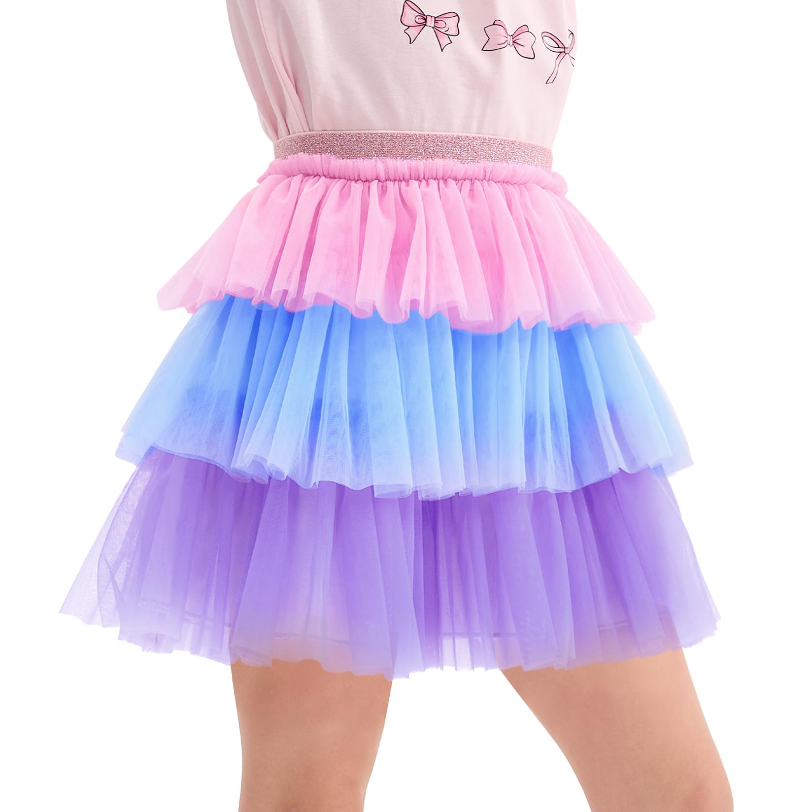 Miipat Gonna per Bambina 3 Strati Tulle Ragazze Tutu Gonne Principessa con Fodera tutù per Bambini Festa Danza Compleanno