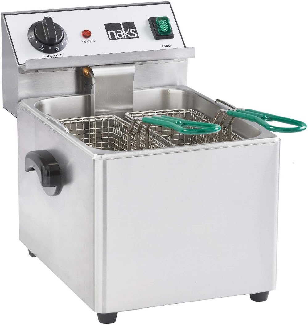 NAKS FS-15 Commercial Countertop Deep Fryer with 15-Pound Fry Tank, UL Listed