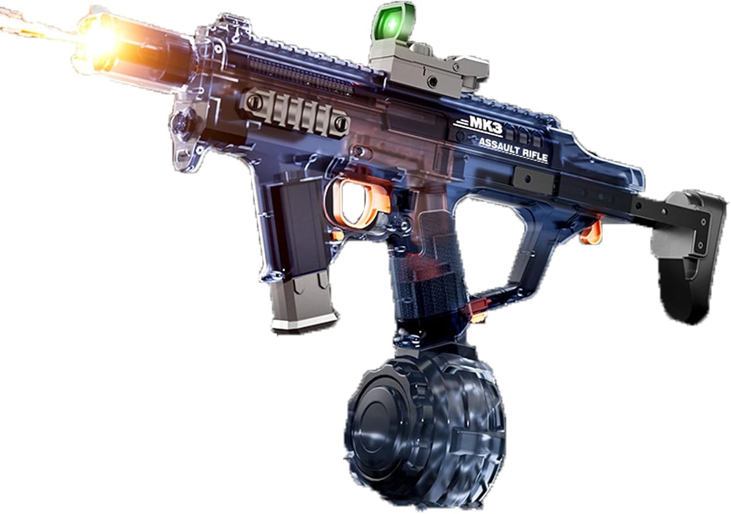 Huowu MK3 Electric Water Gun Toy for Kids - 2026 New Model with Flame Effect Electric Continuous Fire, 1000ml Rechargeable Water Blaster with Tactical Green Dot Sight, for Ages 3+ (Black, 2026)