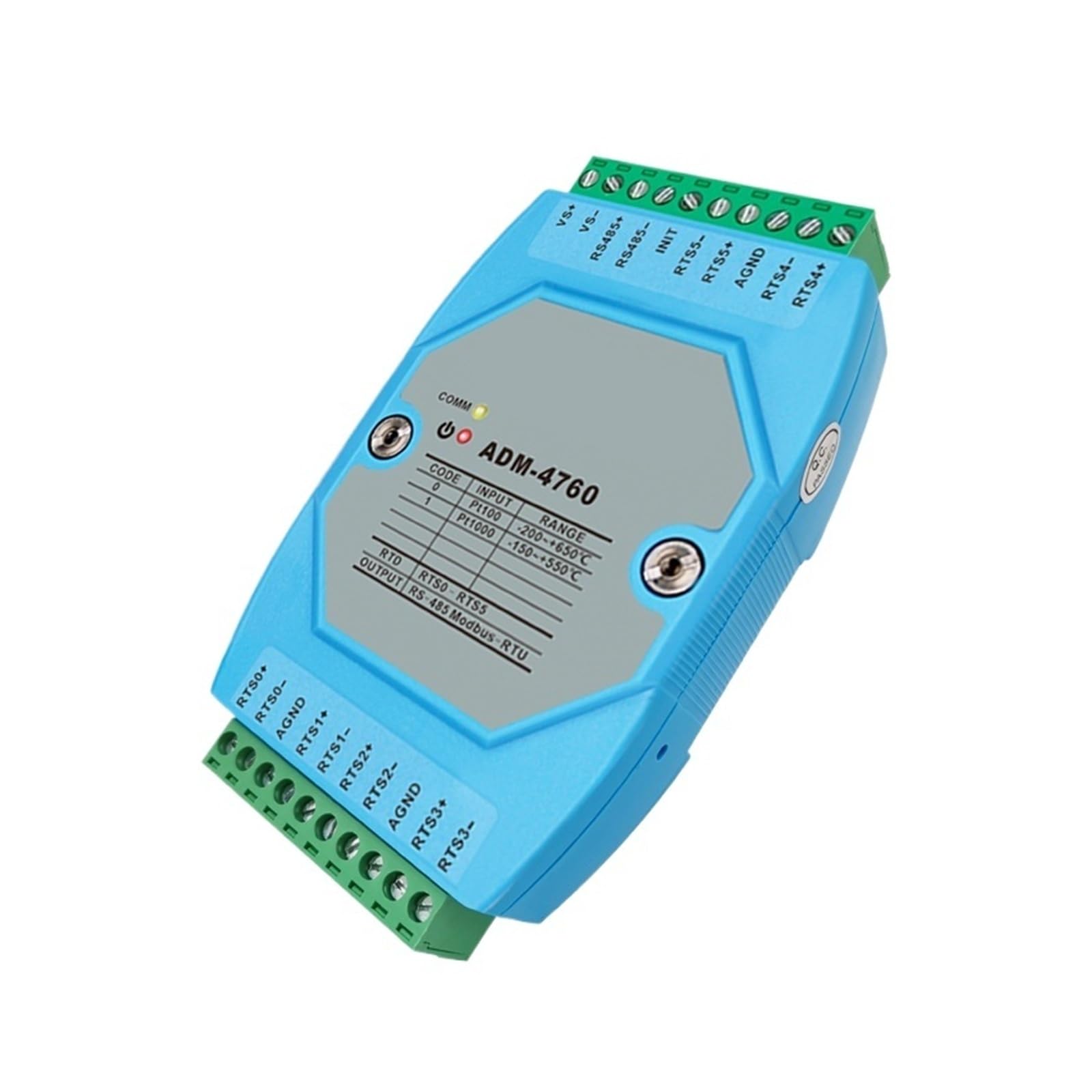 Modulo di acquisizione della temperatura a 6 canali PT1000 a RS485 MODBUS RTU Protocollo ADM-4760