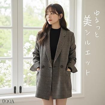 Amazon | [UQQA] テーラードジャケット レディース グレンチェック 秋