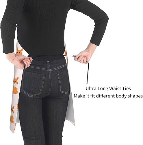 Miniatura 5 de Delantales para mujer con bolsillos, delantal de chef ajustable, correa para el cuello, delantal de cocina impermeable