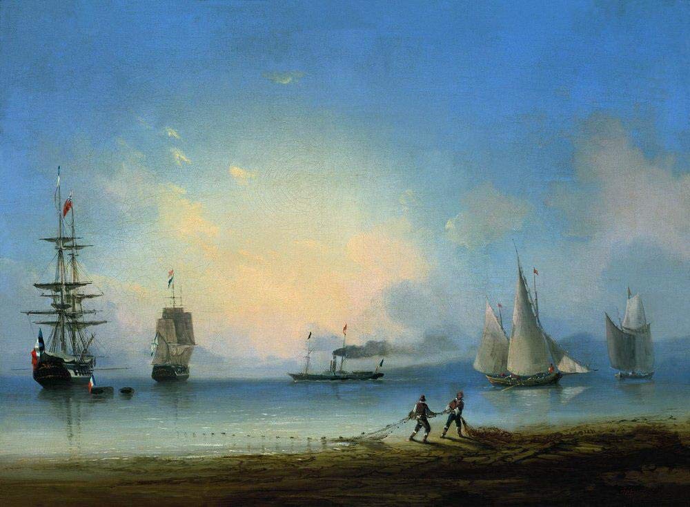 Amazon.co.jp: 22 アート絵画ロシアとフランスのフリゲート艦 1858 年 